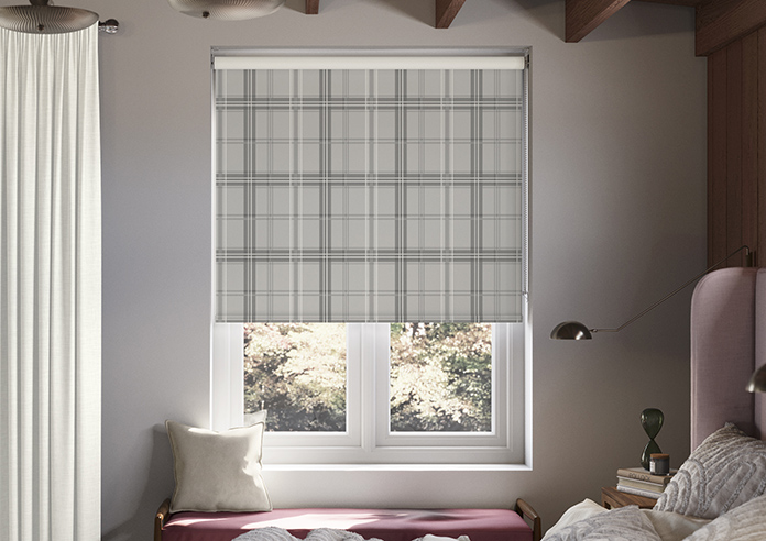 Montrose (Blackout), Tartan Grey - Motorised Roller Blind - Image 3